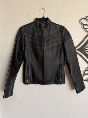 WILSONS LEATHER Street Legal Cafe Racer Moto Jacket Black Size S